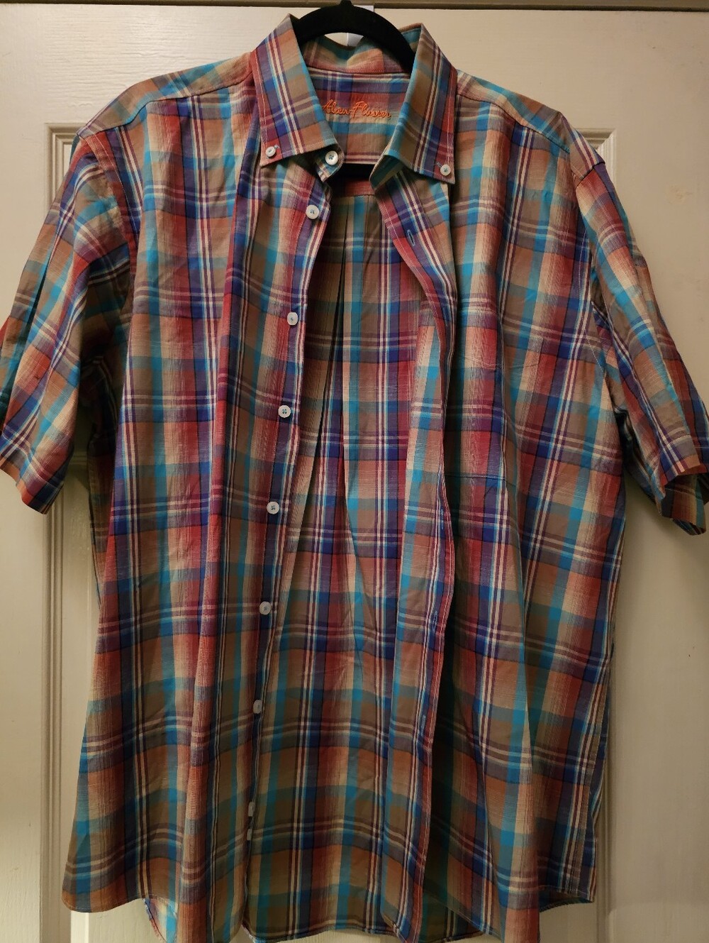 Alan Flusser Multi-Color Plaid Short-Sleeve Button-Down Shirt